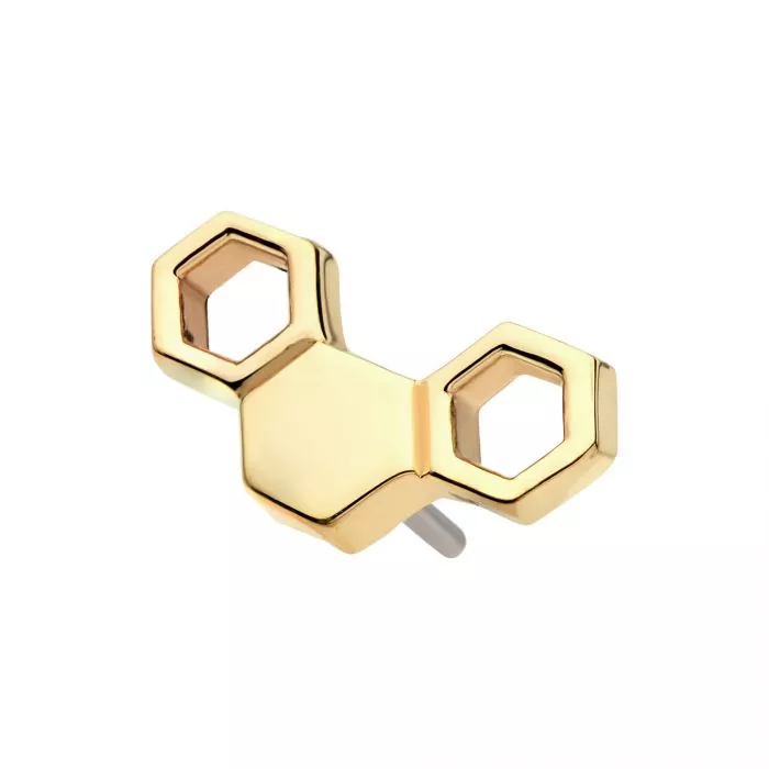 14Kt Yellow Gold Threadless Honeycomb Top - Image 4