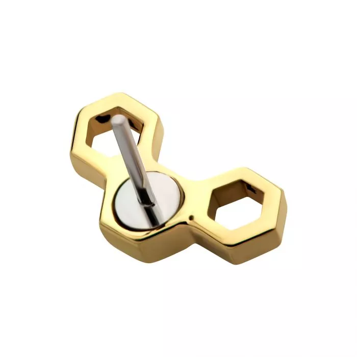 14Kt Yellow Gold Threadless Honeycomb Top - Image 5