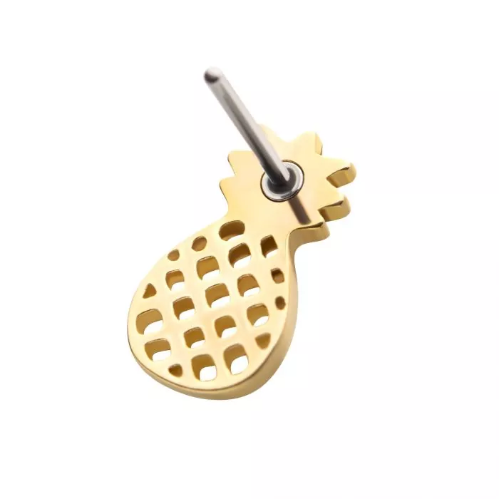 14Kt Yellow Gold Threadless Pineapple Top - Image 4