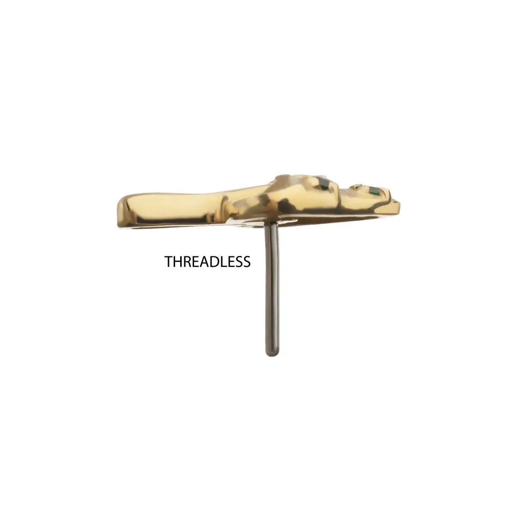 14Kt Yellow Gold Threadless Prong Set Emerald Gem Mystic Mushroom Top - Image 4