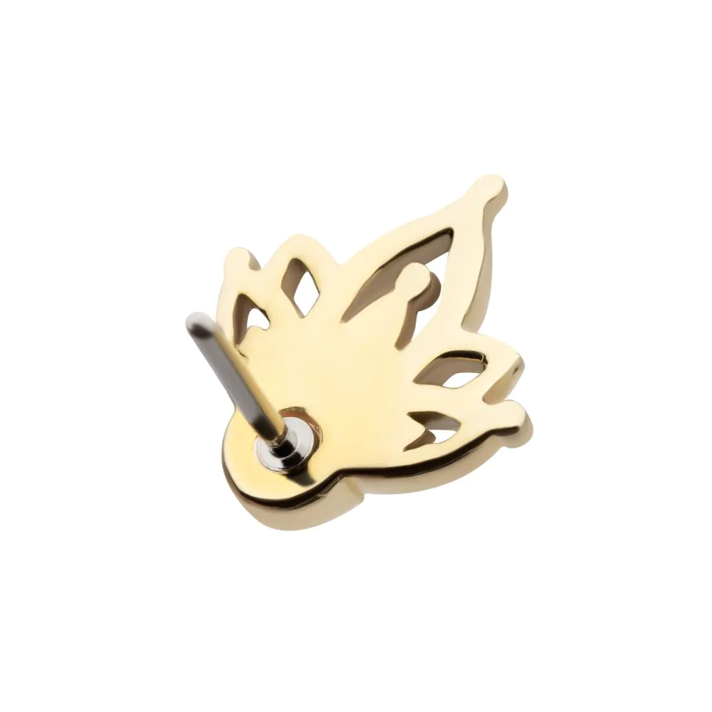 14Kt Yellow Gold Threadless Prong Set Round White Opal Petal Flower Top - Image 3