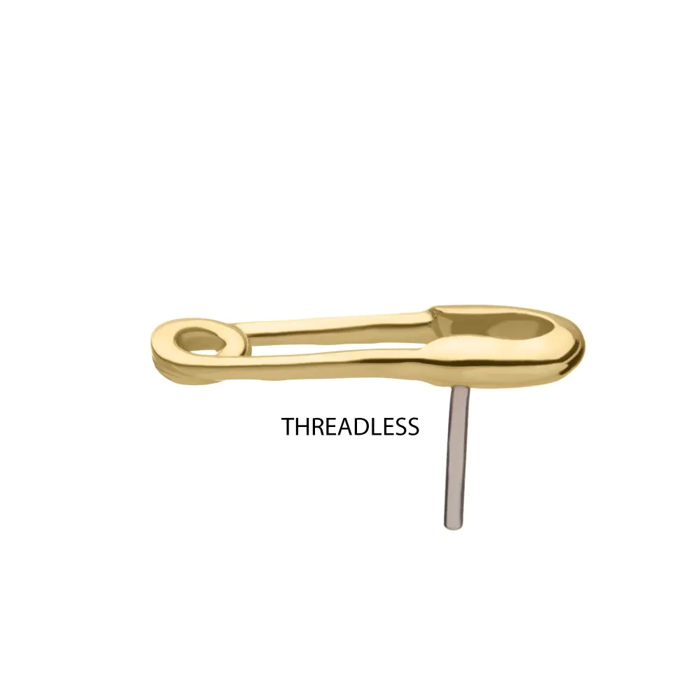 14kt Yellow Gold Threadless Safety Pin Top - Image 5