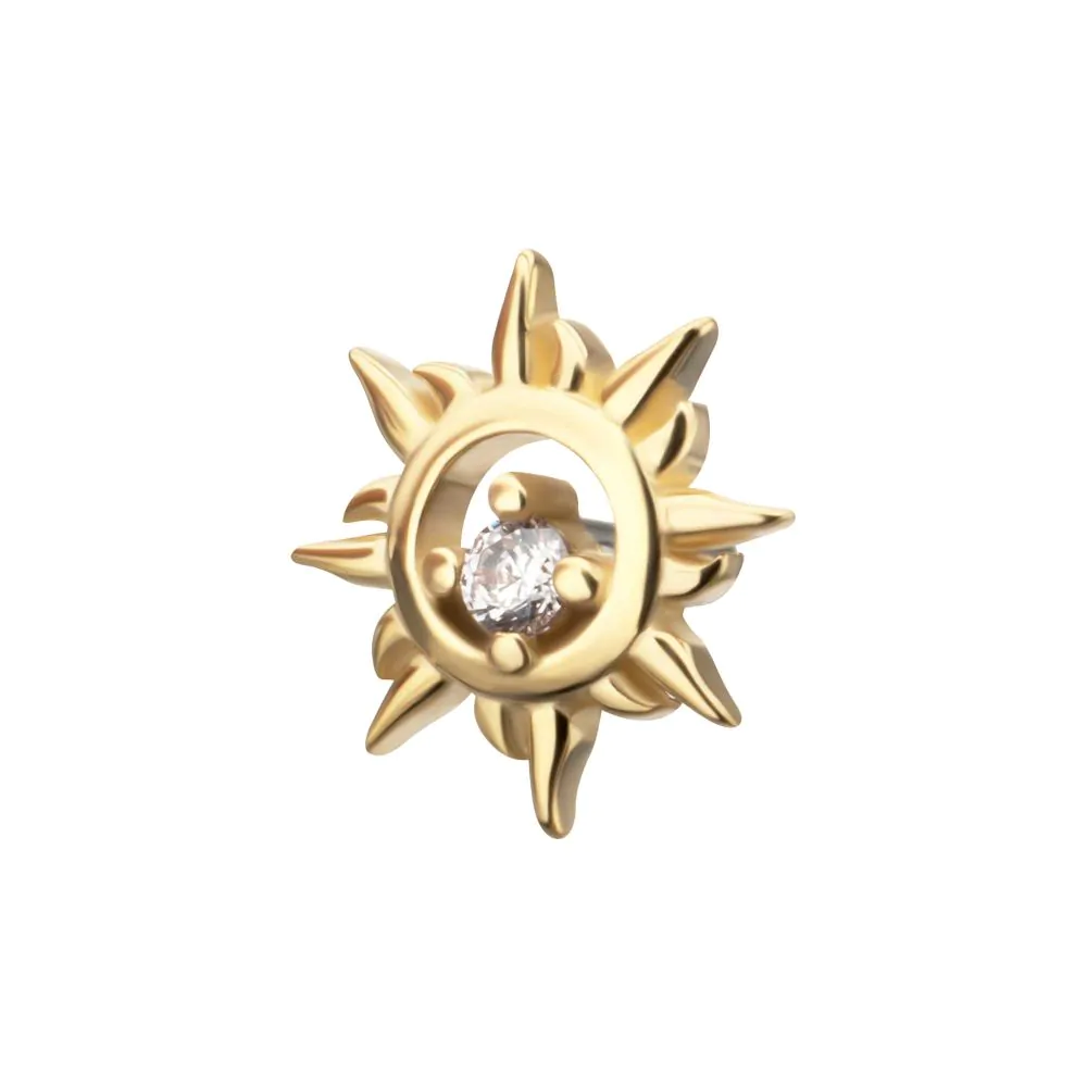 14Kt Yellow Gold Threadless "Solar Flare" Gem Top - Image 3