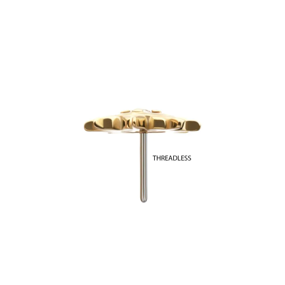 14Kt Yellow Gold Threadless "Solar Flare" Gem Top - Image 4
