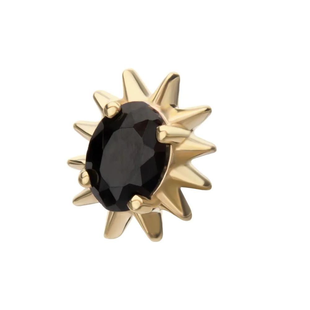 14Kt Yellow Gold Threadless Spike Edge Prong Set Oval Gem Top - Image 3