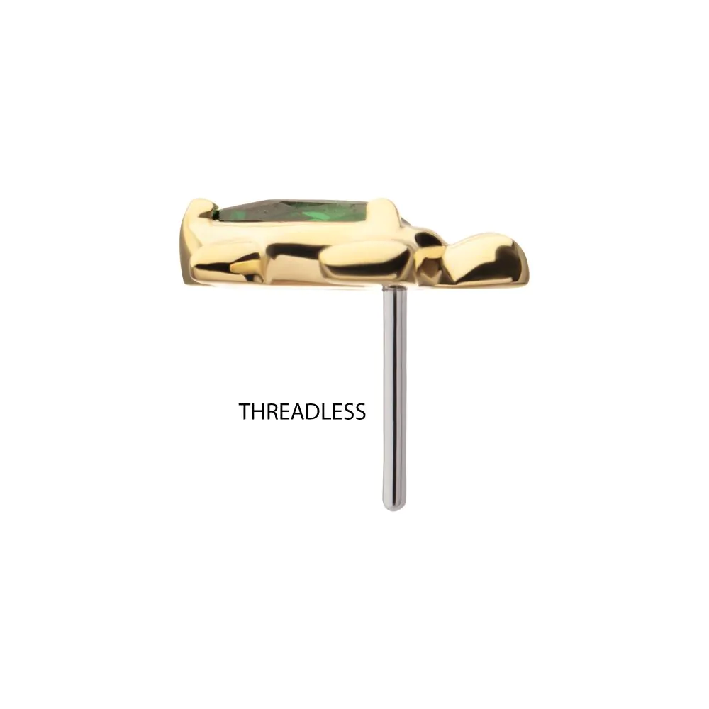 14Kt Yellow Gold Threadless Teardrop Prong Set Gem Turtle Top - Image 4