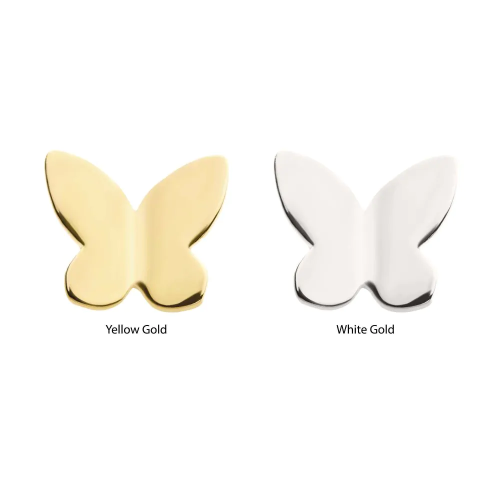 14Kt Gold Threadless with 3D Butterfly Top - Image 3