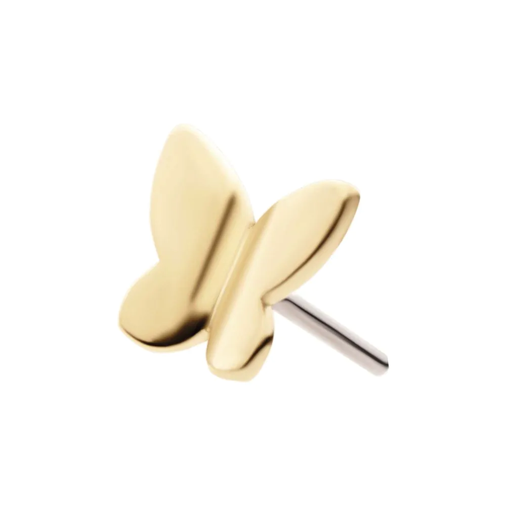 14Kt Gold Threadless with 3D Butterfly Top - Image 4
