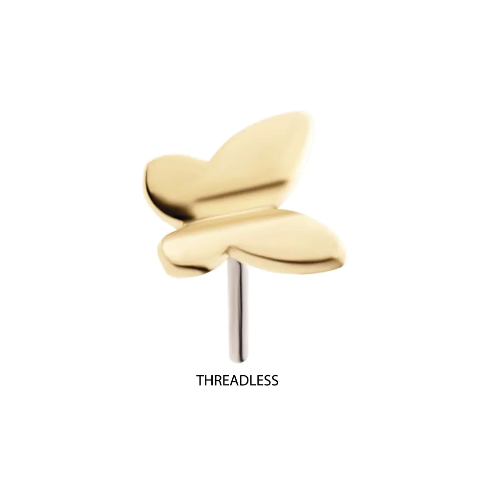 14Kt Gold Threadless with 3D Butterfly Top - Image 5
