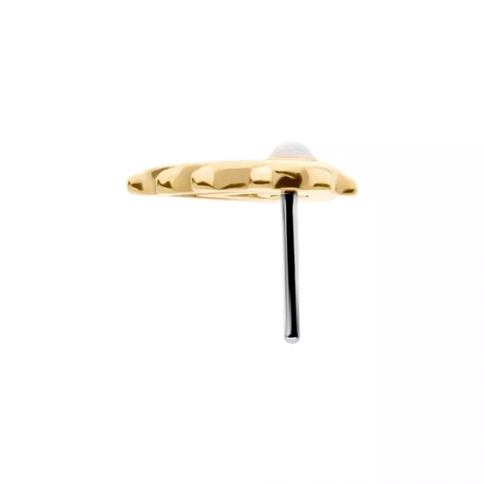 14Kt Yellow Gold Threadless with CZ/Opal Beaded Edge Pear Top - Image 4