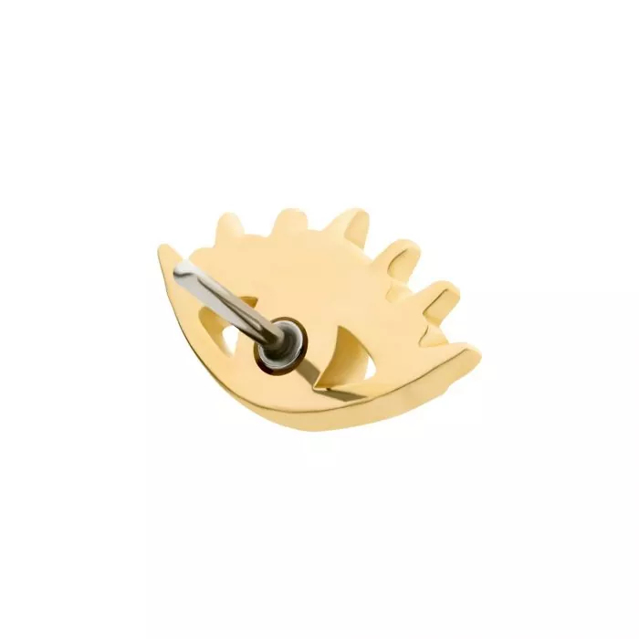 14Kt Yellow Gold Threadless with CZ/Opal Evil Eye Top - Image 4