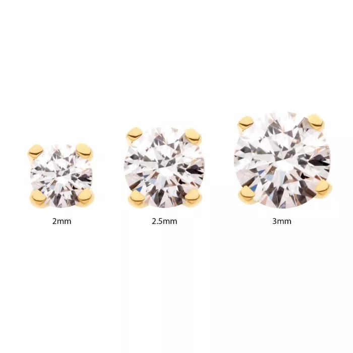 14Kt Yellow Gold Threadless with Prong Set Genuine Round Diamond Top - Image 2