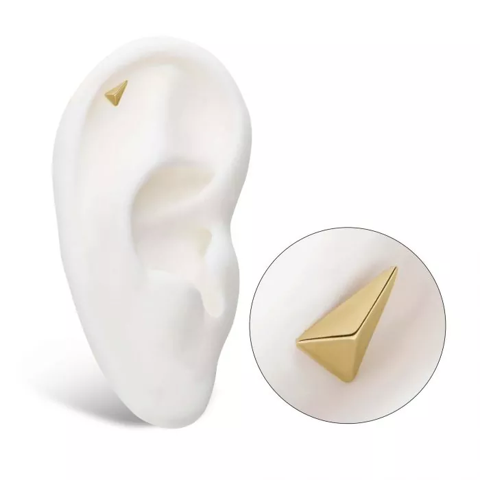 14Kt Yellow Gold Threadless with Tall Pyramid Top - Image 4