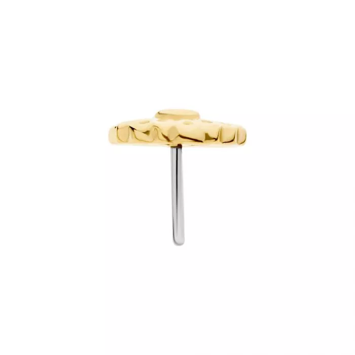14Kt Yellow Gold Threadlesss with CZ Mandala Flower Top - Image 3