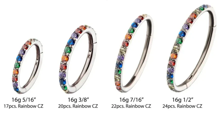 1mm CNC Set Rainbow Eternity CZ Titanium Side Facing Hinged Segment Clicker - Image 2
