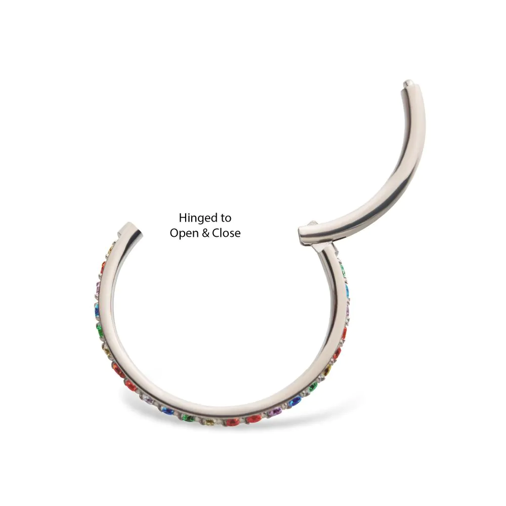 1mm CNC Set Rainbow Eternity CZ Titanium Side Facing Hinged Segment Clicker - Image 3
