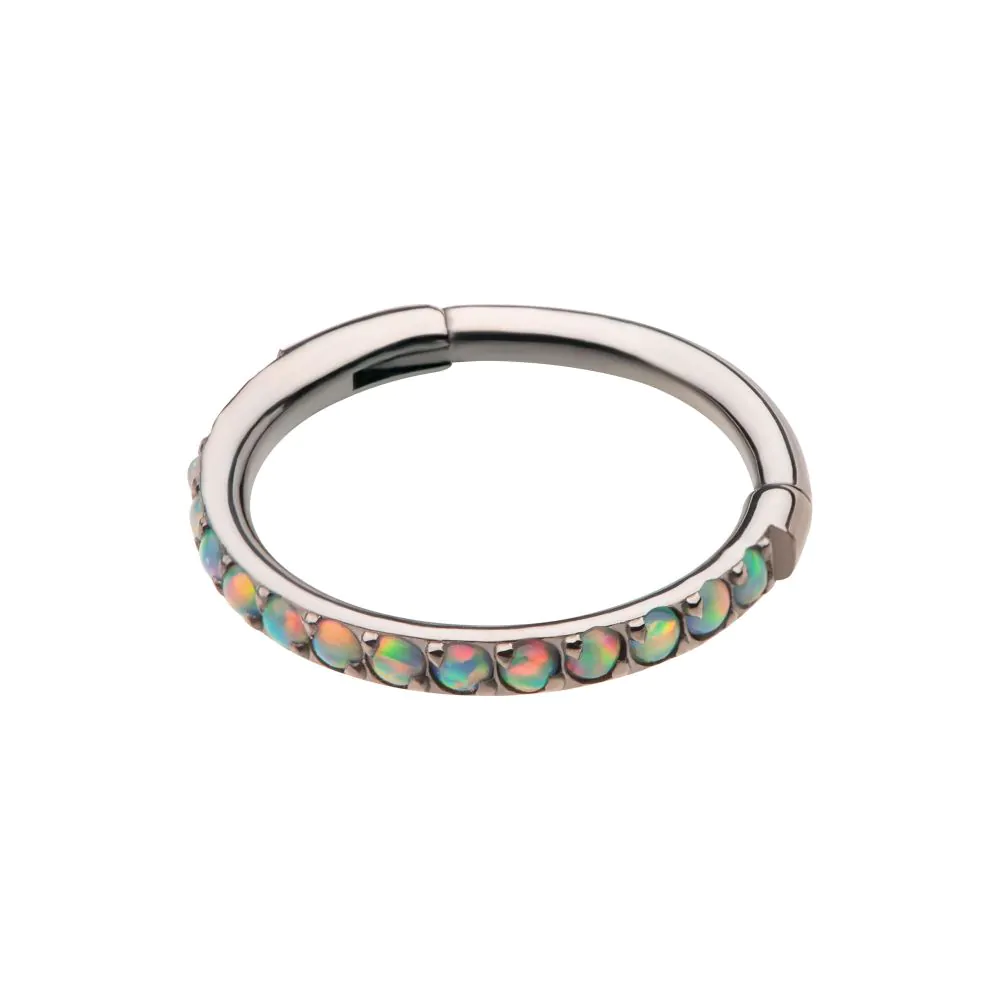 1mm CNC Set White Opal Eternity Gem Titanium Side Facing Hinged Segment Clicker - Image 3