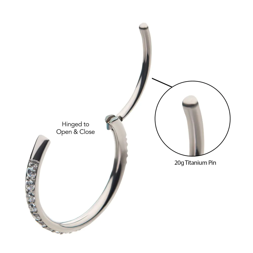 20g Titanium Pin with Side Facing Prong Set 1mm CNC Set Clear CZ Eternity Gem Hinged Hoop - Image 4