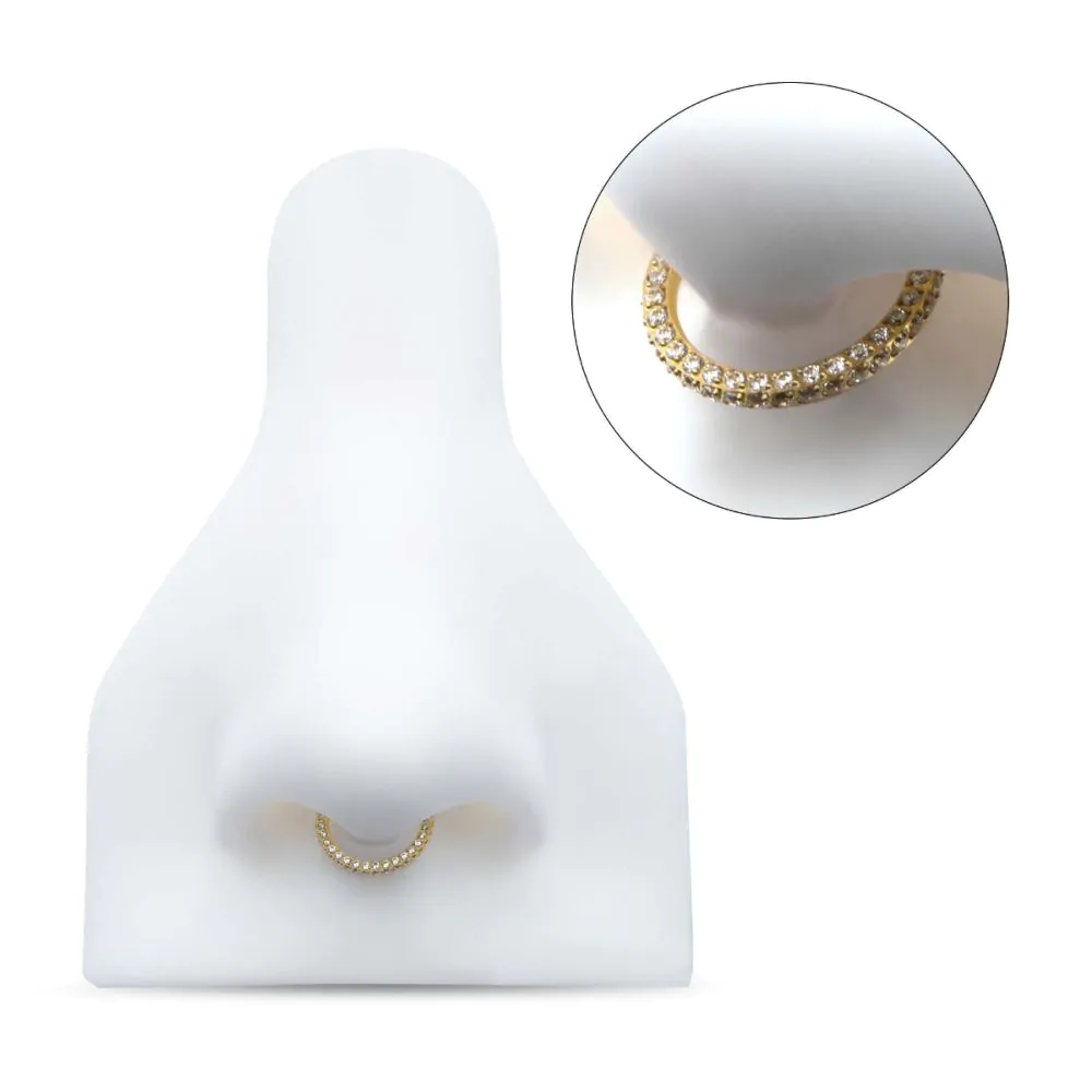 24Kt Gold PVD Titanium 3 Row Pave Set 0.8mm Round Gem Hinged Segment Clicker - Image 3