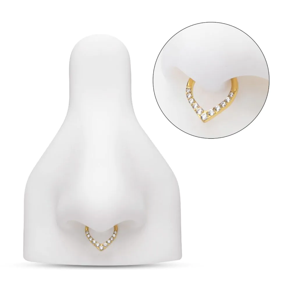 24Kt Gold PVD Titanium CNC Set Gem Front Facing Teardrop Shape Hinged Segment Clicker - Image 3