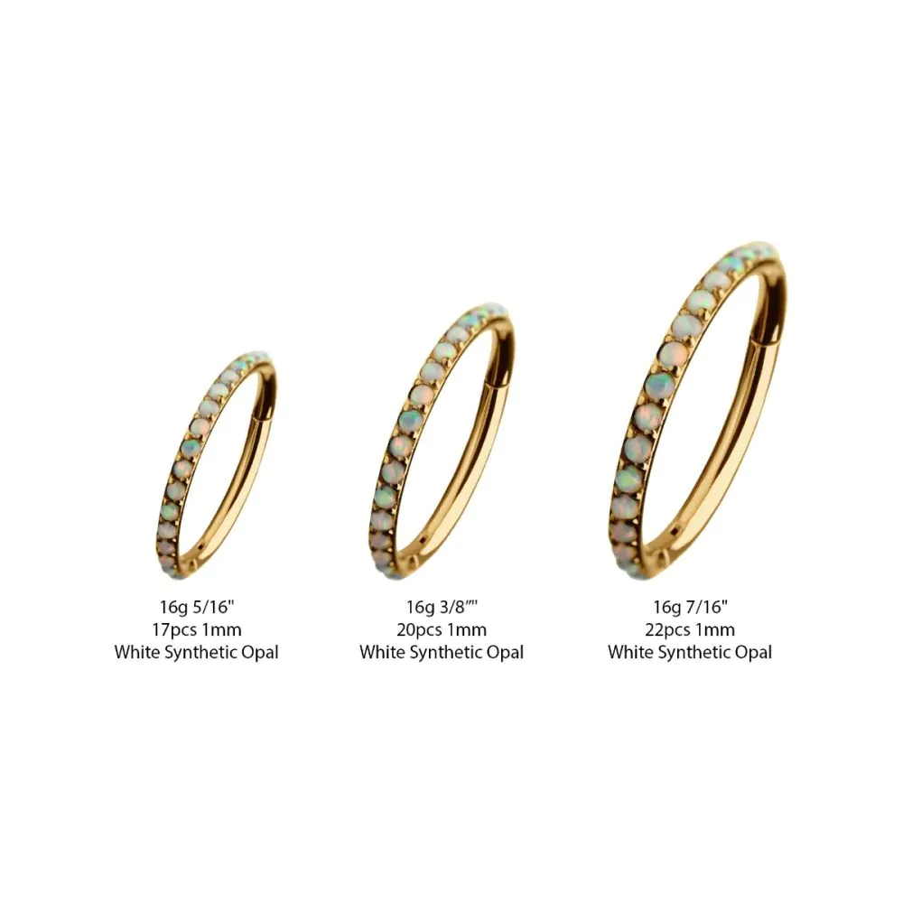 24KT Gold PVD Titanium CNC Set White Opal Eternity Side Facing Hinged Segment Clicker - Image 2