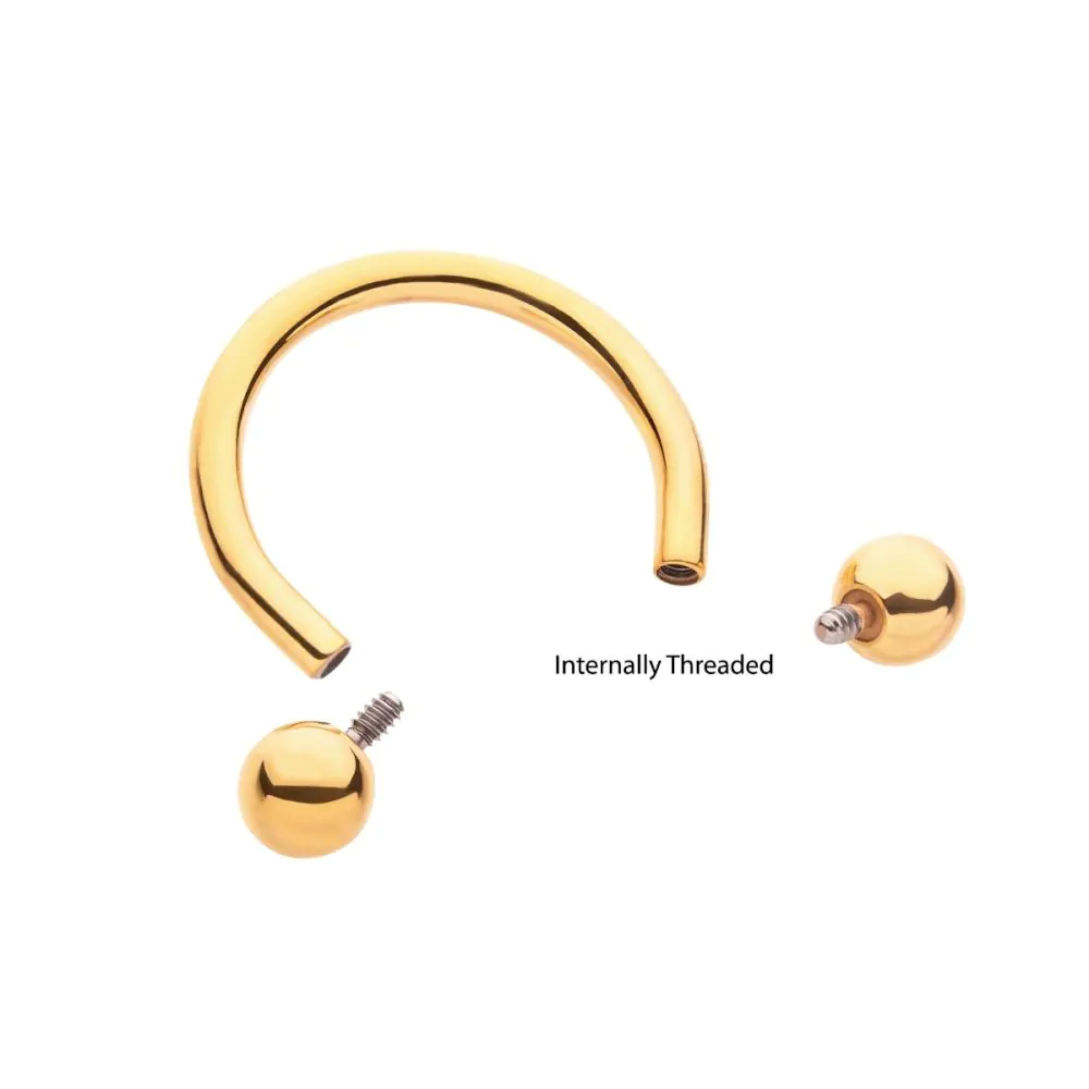 24KT Gold PVD Titanium Internally Threaded Circular Barbell - Image 3