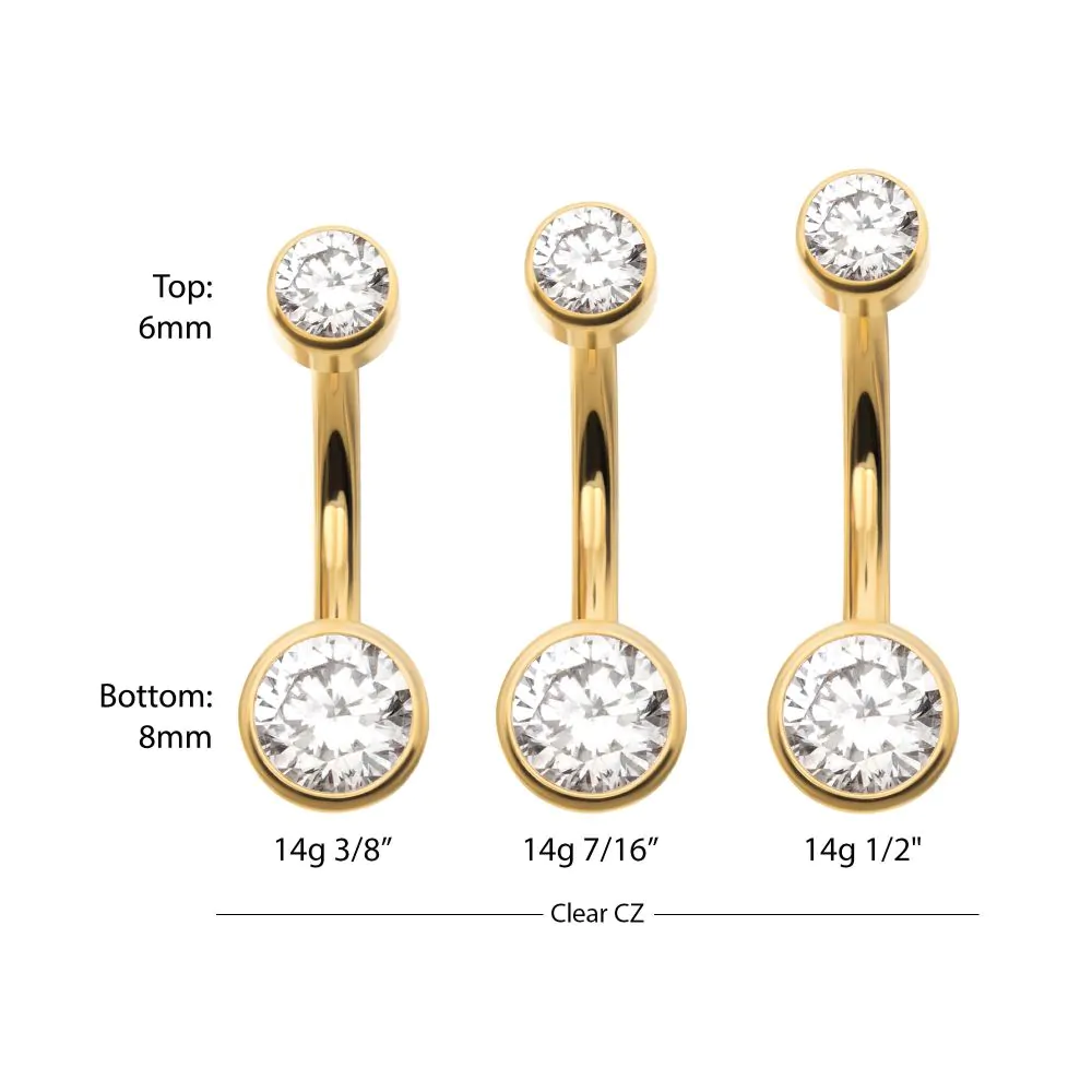 24Kt Gold PVD Titanium Internally Threaded Double Bezel Round with Smooth Rounded Back & Fixed Bottom Navel - Image 3