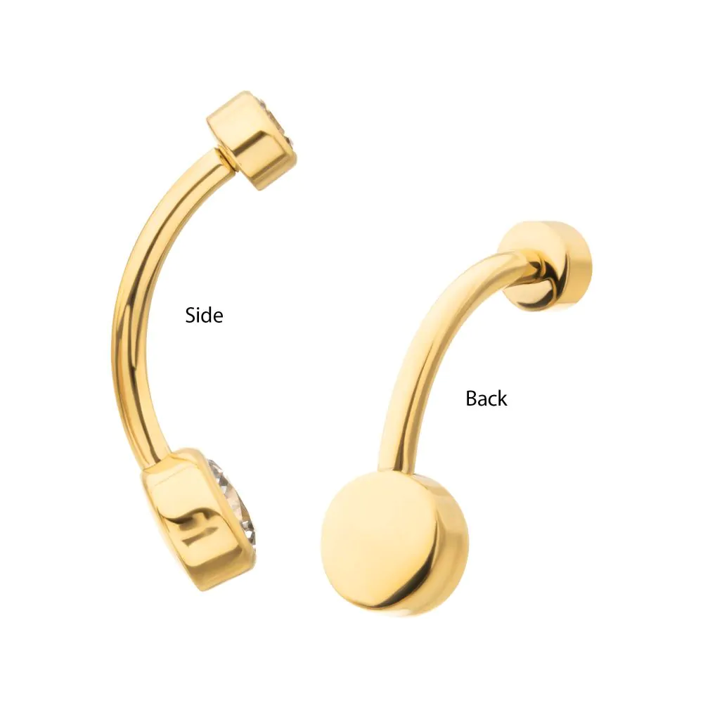 24Kt Gold PVD Titanium Internally Threaded Double Bezel Round with Smooth Rounded Back & Fixed Bottom Navel - Image 4