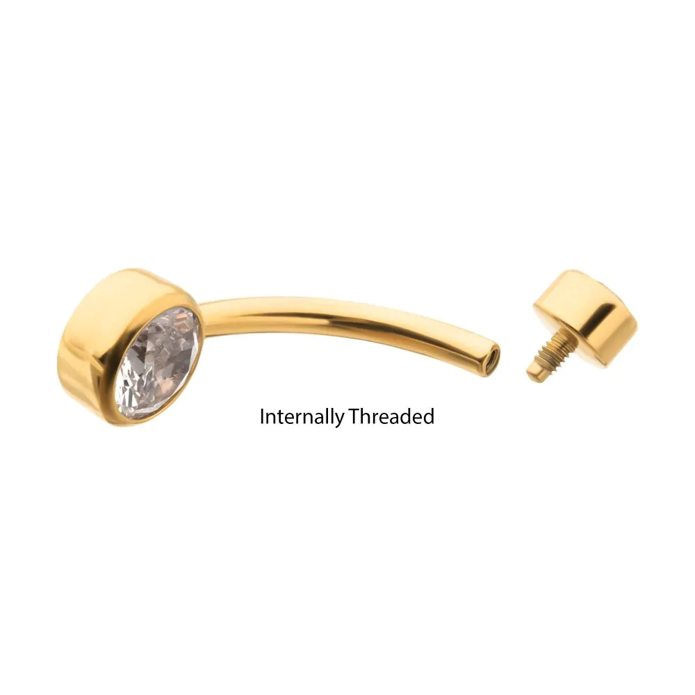 24Kt Gold PVD Titanium Internally Threaded Double Bezel Round with Smooth Rounded Back & Fixed Bottom Navel - Image 5