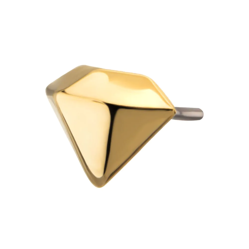 24KT Gold PVD Titanium Threadless 3D Diamond Shape Top - Image 3