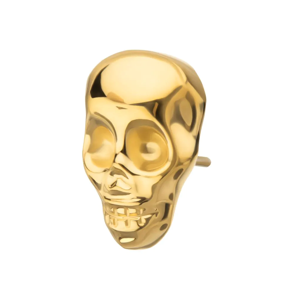 24KT Gold PVD Titanium Threadless 3D Skull Head Top - Image 3