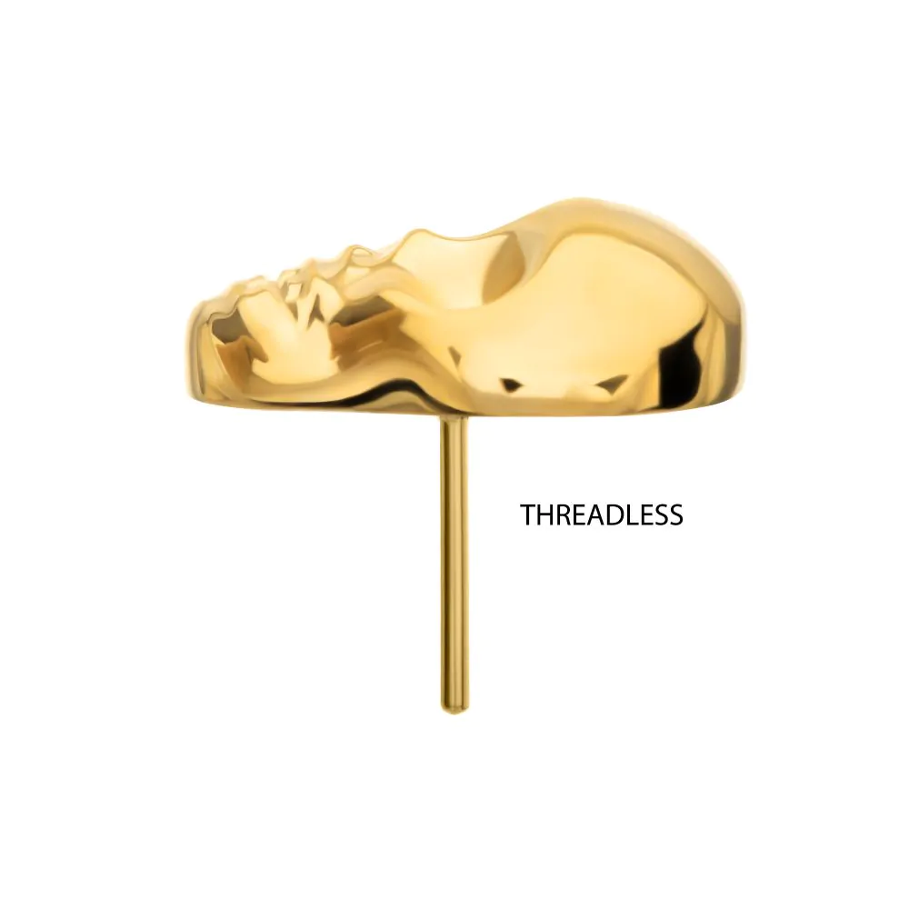 24KT Gold PVD Titanium Threadless 3D Skull Head Top - Image 4