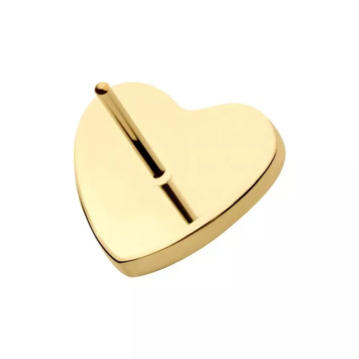 24Kt Gold PVD Titanium Threadless Corrugated Heart Top - Image 3