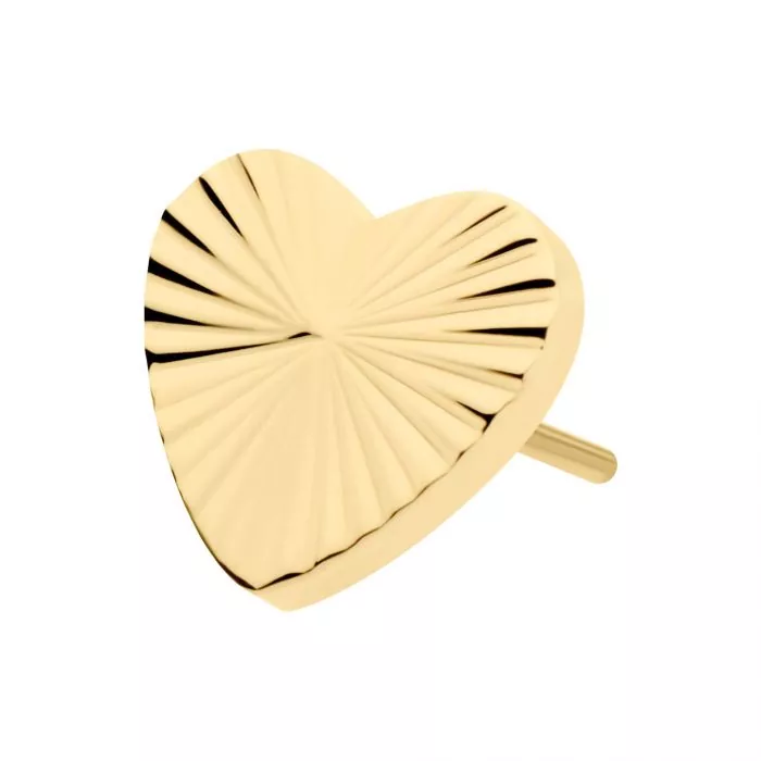 24Kt Gold PVD Titanium Threadless Corrugated Heart Top - Image 4