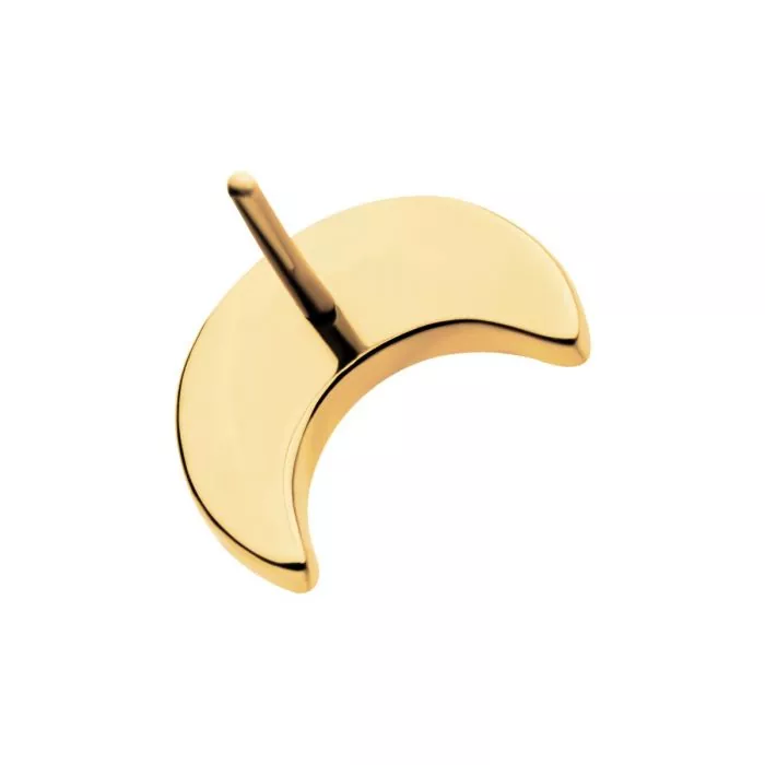 24Kt Gold PVD Titanium Threadless Hammered Crescent Moon Top - Image 3