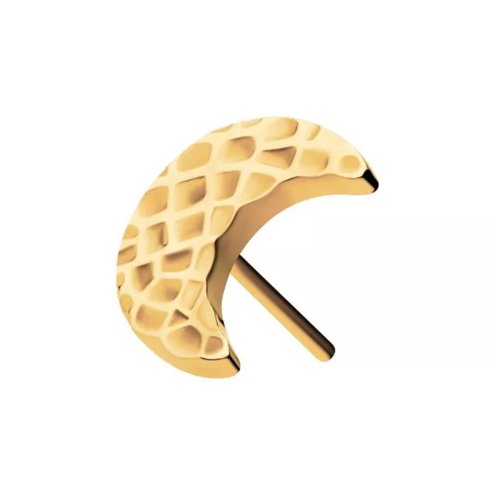 24Kt Gold PVD Titanium Threadless Hammered Crescent Moon Top - Image 4