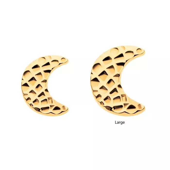 24Kt Gold PVD Titanium Threadless Hammered Crescent Moon Top - Image 5