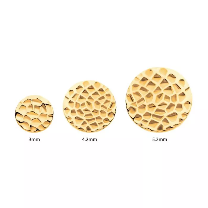 24Kt Gold PVD Titanium Threadless Hammered Disk Top - Image 3