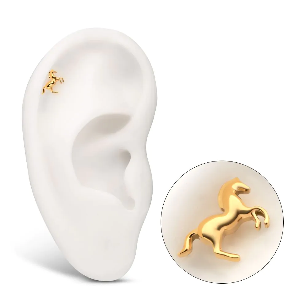 24Kt Gold PVD Titanium Threadless Horse Top - Image 2