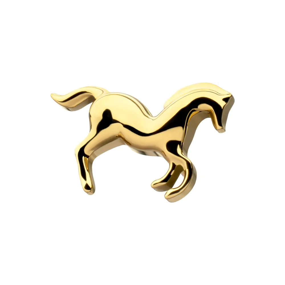 24Kt Gold PVD Titanium Threadless Horse Top - Image 3