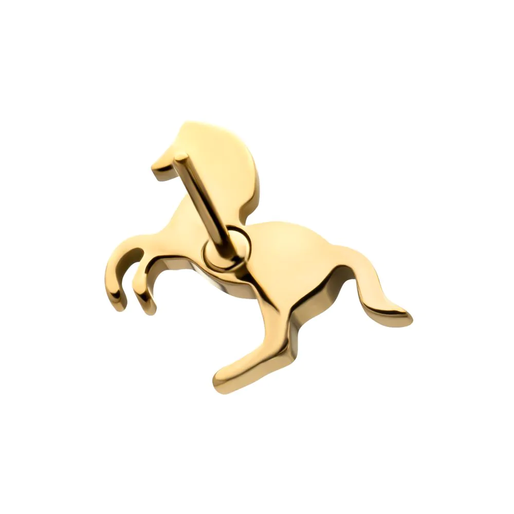 24Kt Gold PVD Titanium Threadless Horse Top - Image 5