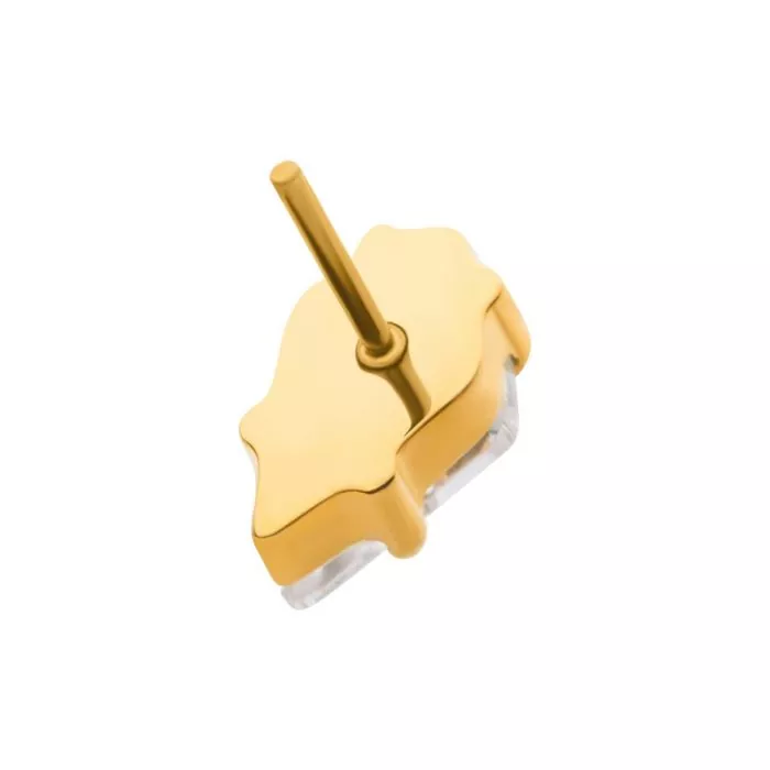 24Kt Gold PVD Titanium Threadless Prong Set Kite Shaped CZ Top - Image 3