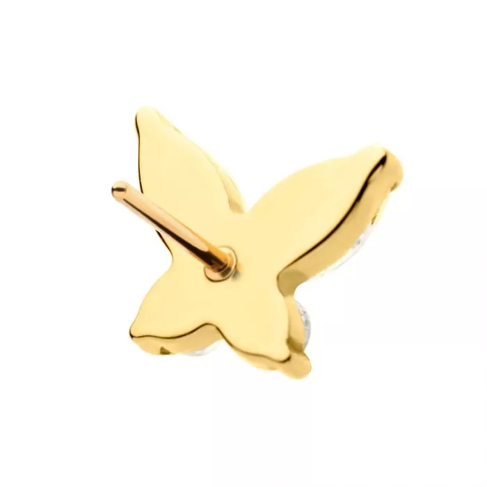 24Kt Gold PVD Titanium Threadless Prong Set Marquise & Round CZ Butterfly Top - Image 3