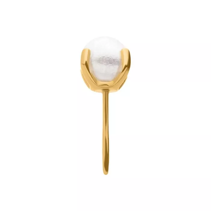 24Kt Gold PVD Titanium Threadless Prong Set White Pearl Top - Image 4