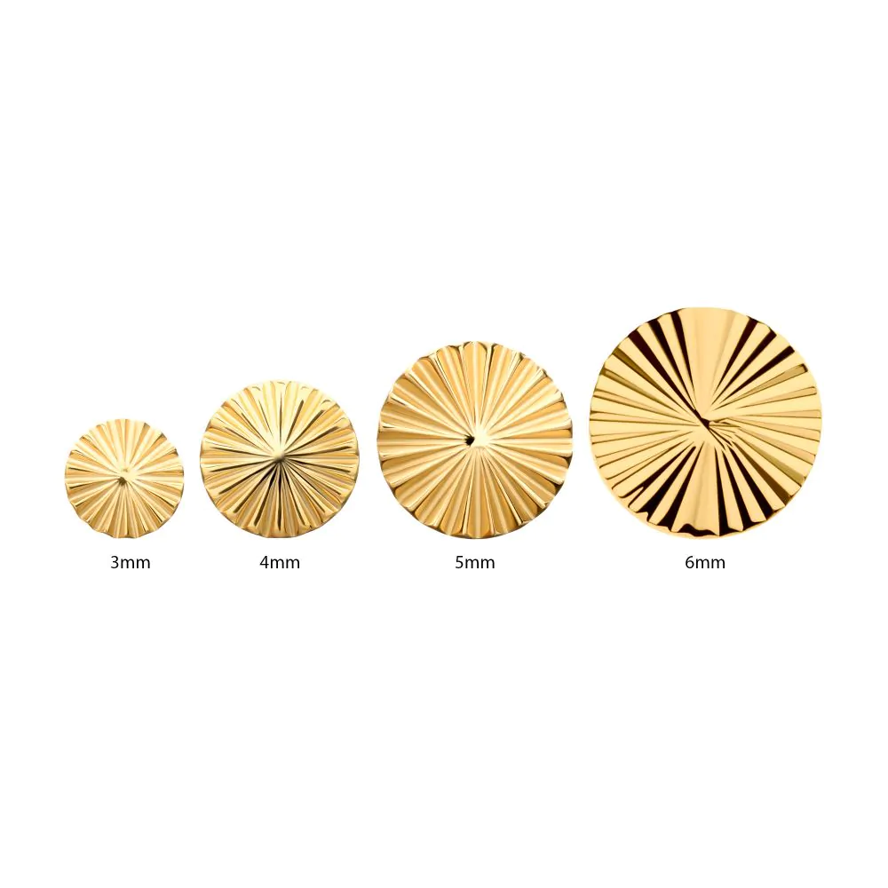 24Kt Gold PVD Titanium Threadless Radiant Corrugated Round Top - Image 3