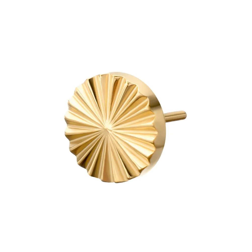 24Kt Gold PVD Titanium Threadless Radiant Corrugated Round Top - Image 4
