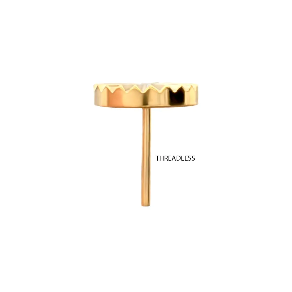 24Kt Gold PVD Titanium Threadless Radiant Corrugated Round Top - Image 5