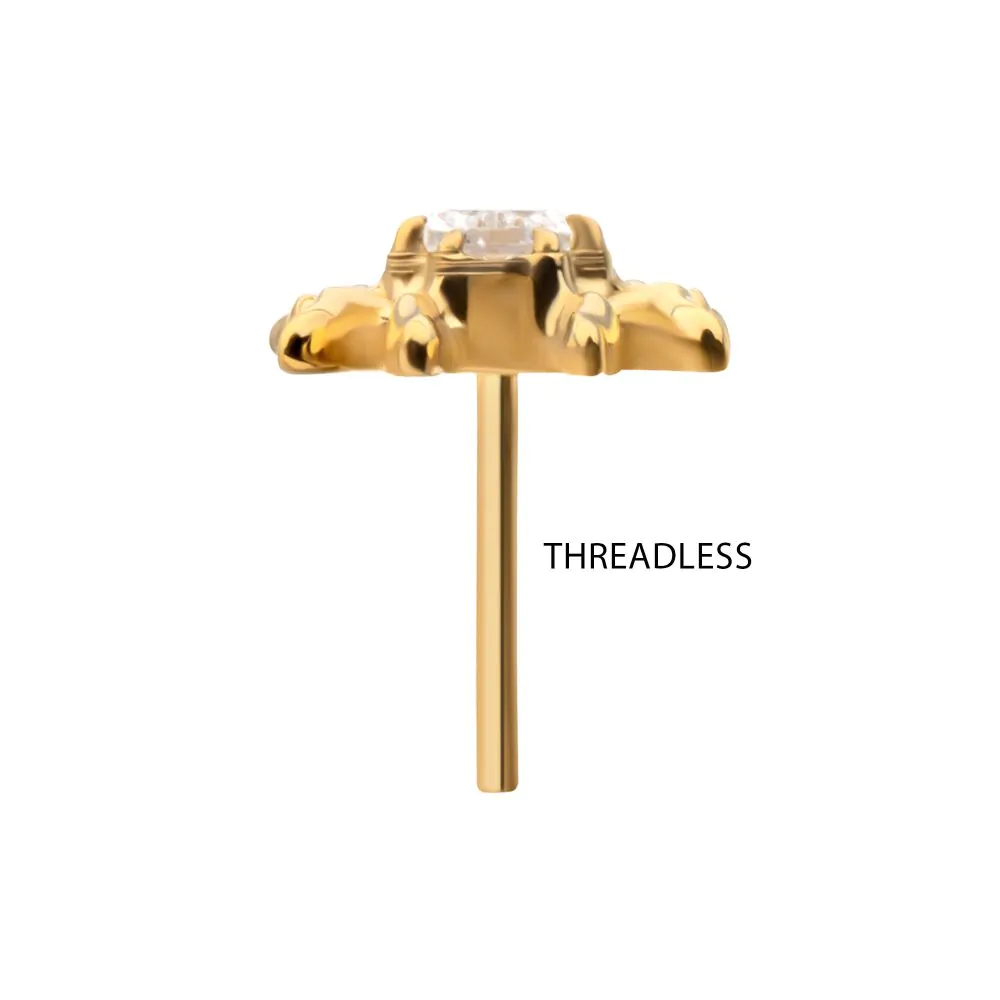 24KT Gold PVD Titanium Threadless Spider Top with Teardrop & Round Gem - Image 5