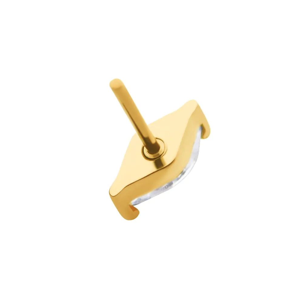 24Kt Gold PVD Titanium Threadless with 2-Prong Marquise CZ/Opal Top - Image 7