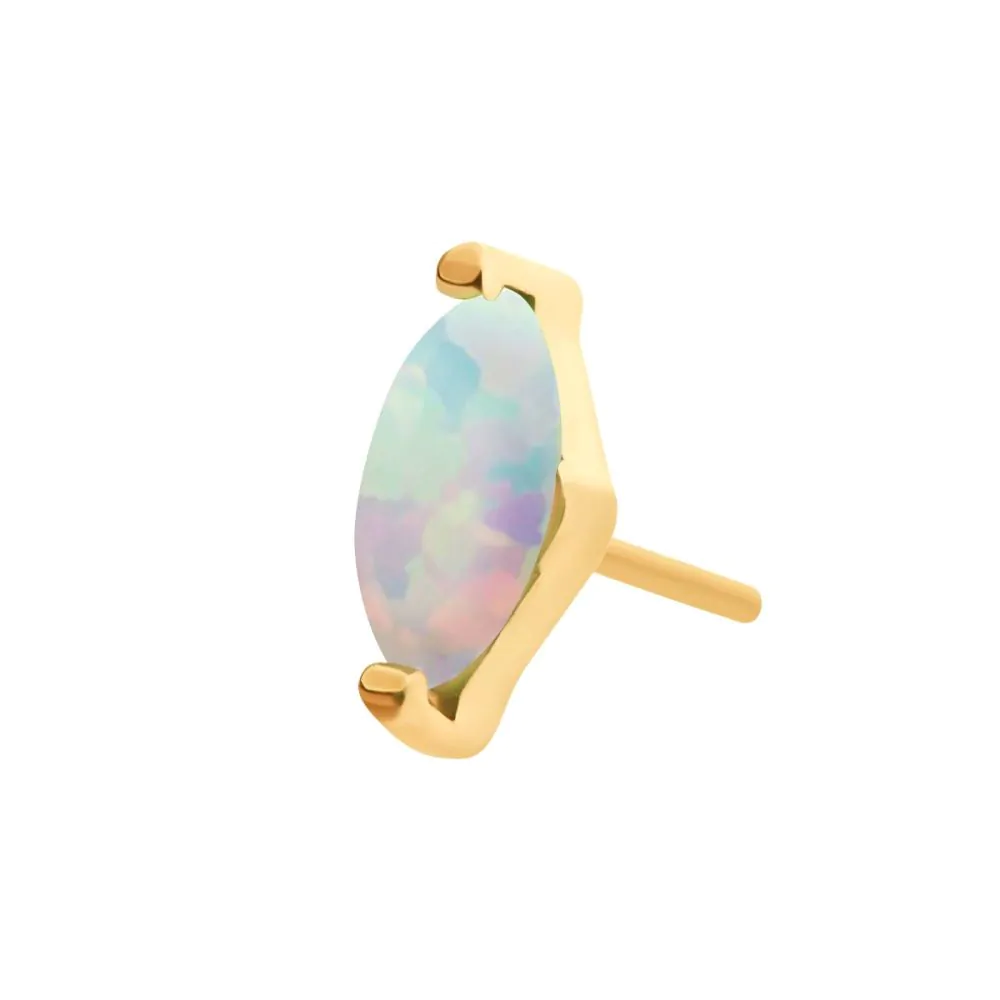 24Kt Gold PVD Titanium Threadless with 2-Prong Marquise CZ/Opal Top - Image 8